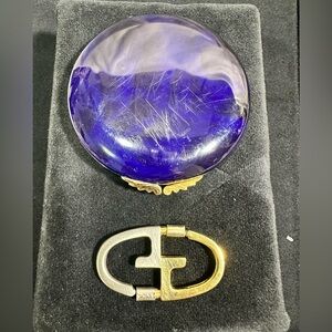 Vtg AUTHENTIC Gucci Mirrored Compact & Key Ring Holder..